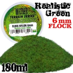 Static Grass Flock XL – 6 Mm – Realistic Green – 180 Ml