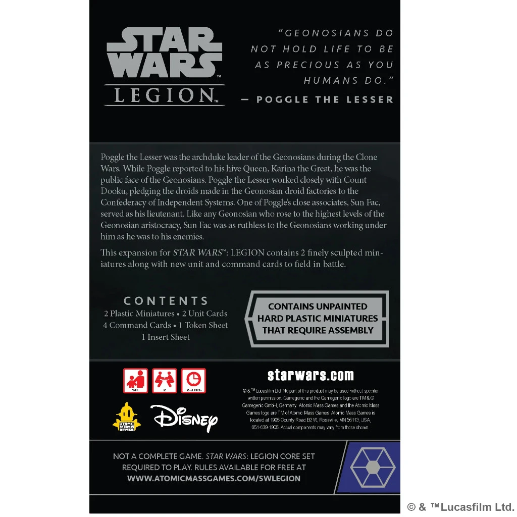 Star Wars Legion: Sun Fac & Poggle The Lesser Commander Expansion 2 Star Wars Legion: Sun Fac & Poggle The Lesser Commander Expansion - Image 2