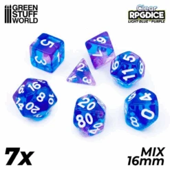 7x Mix 16mm Dice – Light Blue – Purple