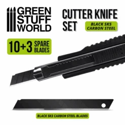 Black Hobby Knife + 10x Black Spare Blades