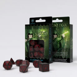 Elvish Black & Red Dice Set (7)