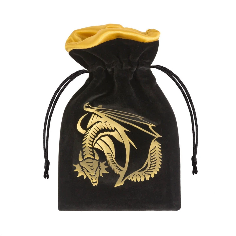 Dragon Black & Golden Velour Dice Bag 1 Dragon Black & Golden Velour Dice Bag