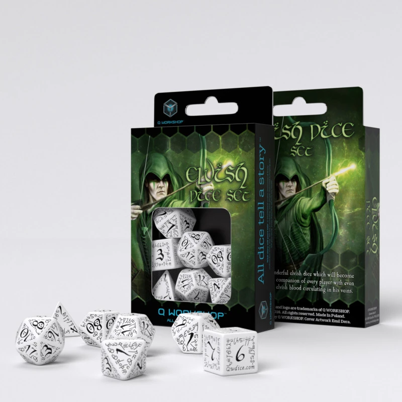 Elvish White & Black Dice Set (7) 1 Elvish White & Black Dice Set (7)