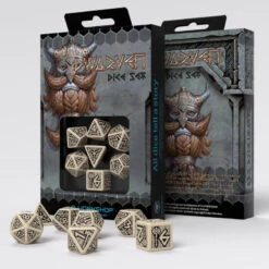 Dwarven Beige & Black Dice Set (7)