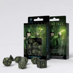 Elvish Black & Glow-in-the-dark Dice Set (7)