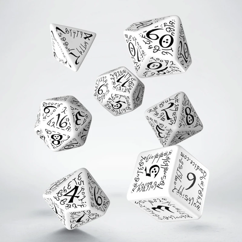 Elvish White & Black Dice Set (7) 2 Elvish White & Black Dice Set (7) - Image 2