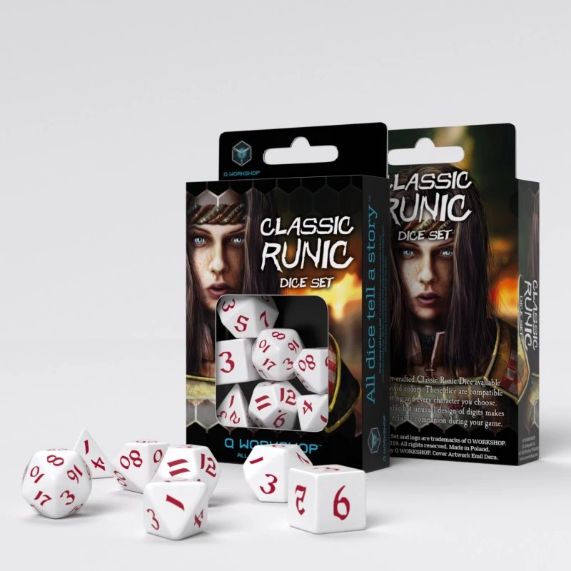 Classic Runic White & Red Dice Set (7) 1 Classic Runic White & Red Dice Set (7)